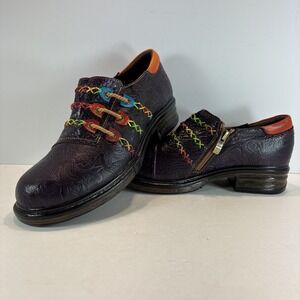 Women's 7.5 Shoes New Genuine Leather Colorful rope ethnic style Side Zipper